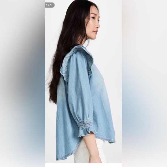 We the free - Louise Denim Ruffle Top - Picture 3 of 8